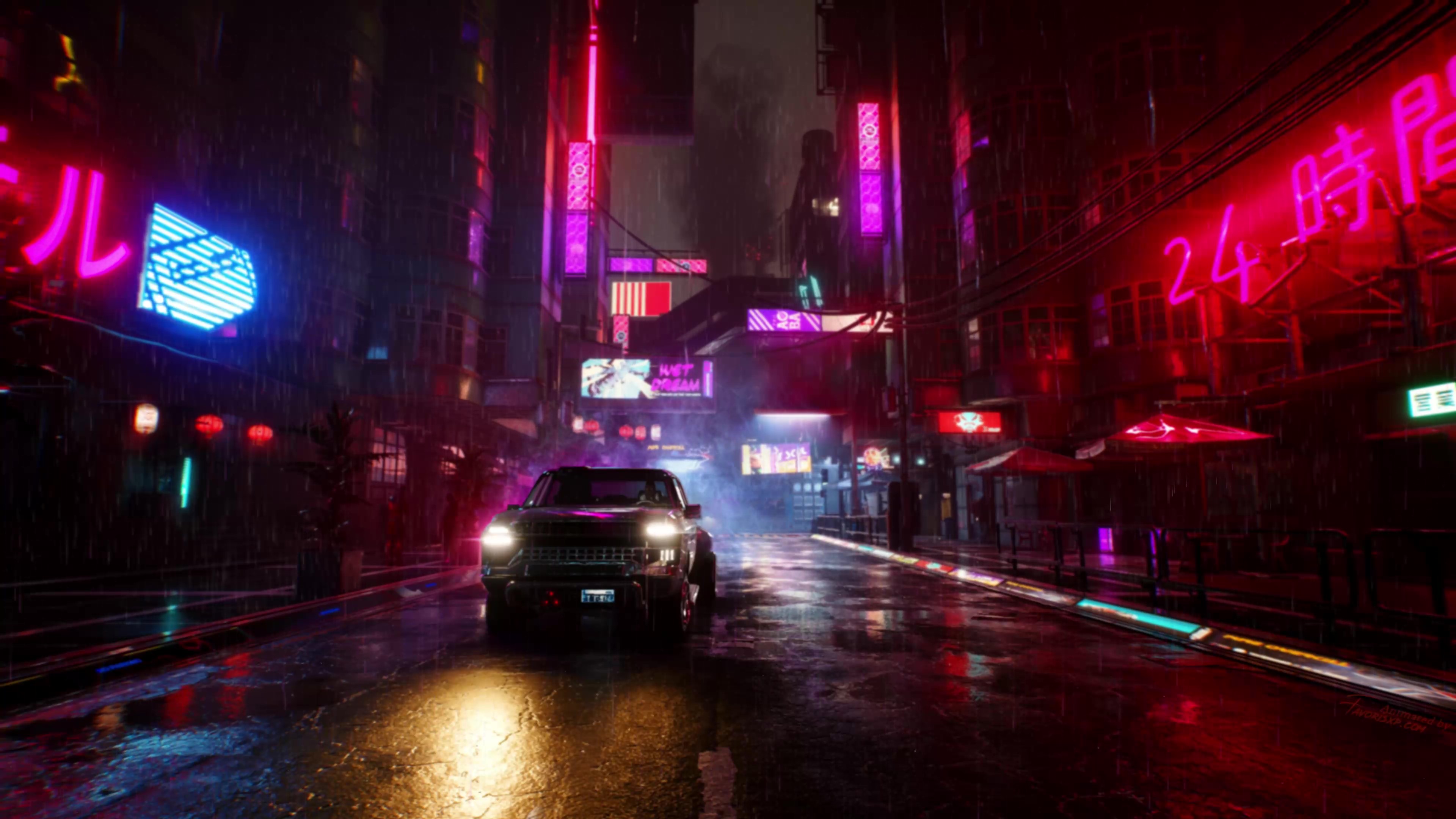 Cyberpunk 2077, City, Night, V, Car, 4K,3840x2160, Wallpaper