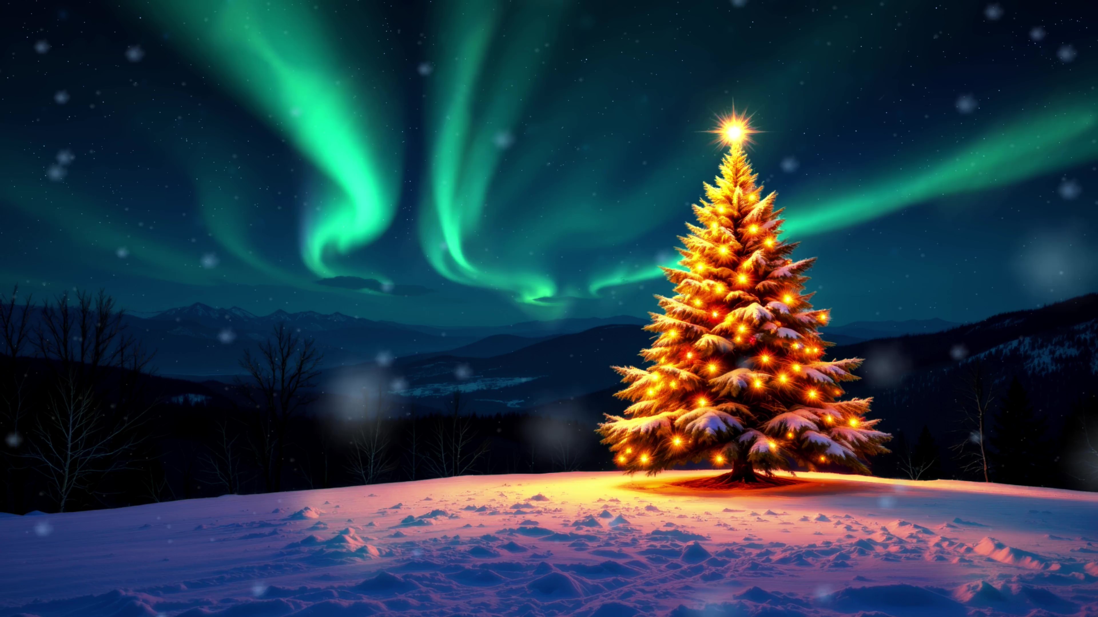 Christmas (Northern Lights) Animated Wallpaper by Favorisxp on DeviantArt, image size:3840x2160