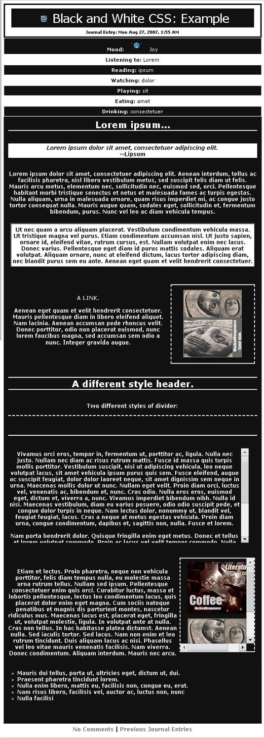 Black and White CSS by MaskedVengeance on DeviantArt