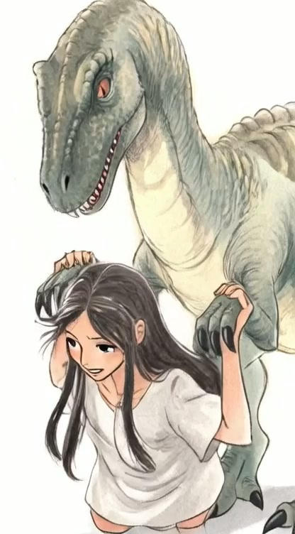 Raptor pins girl by habbroom on DeviantArt