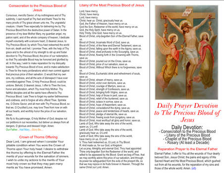 Daily Devotion to the Precious Blood of Jesus