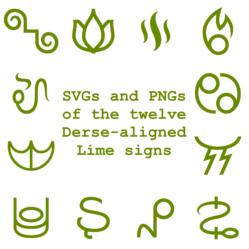 Extended Zodiac Vectors - Dersite Lime signs