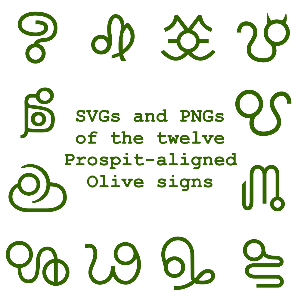 Extended Zodiac Vectors - Prospitian Olive signs
