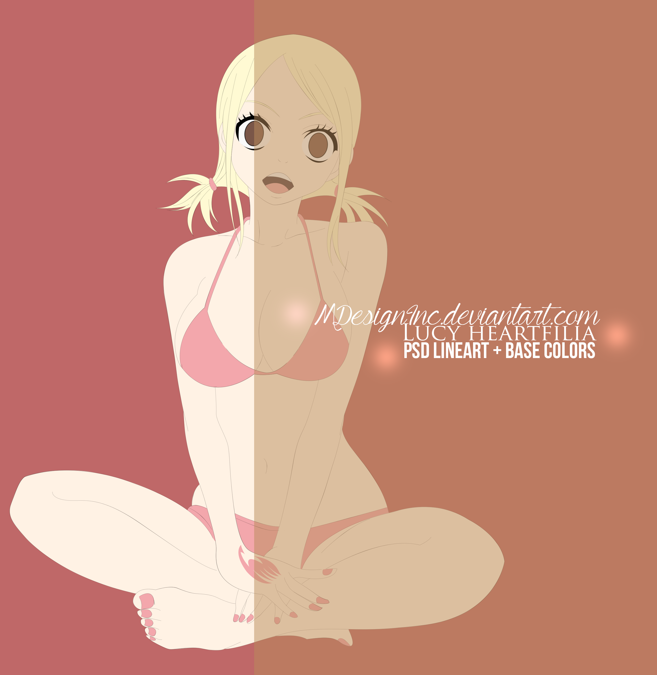 Lucy Heartfilia Sexy [PSD LINEART AND BASE COLORS]