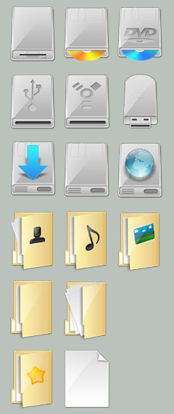 Shined Icons: Drives + Folders