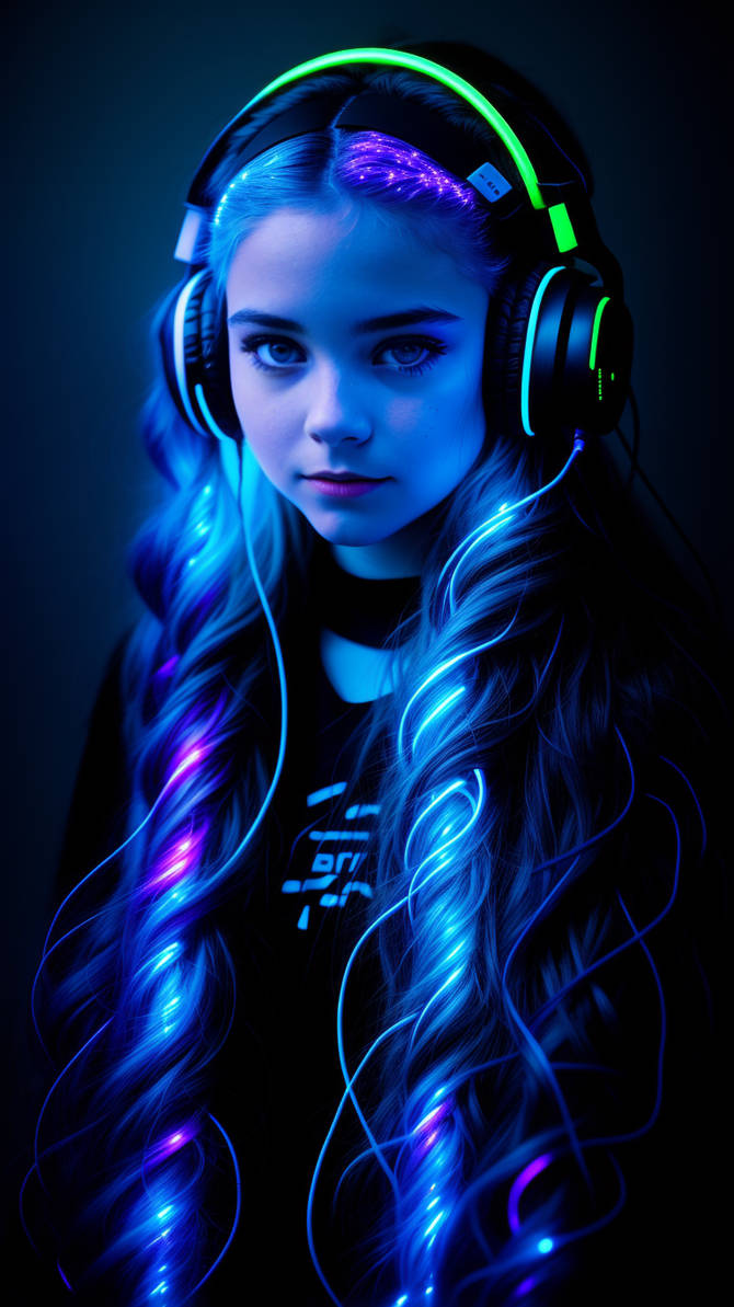 NeonGirlHeadphonesPortrait WALLPAPERengine by SirBSpeciaaL on DeviantArt
