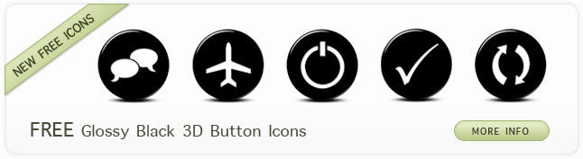 Glossy Black 3D button Icons