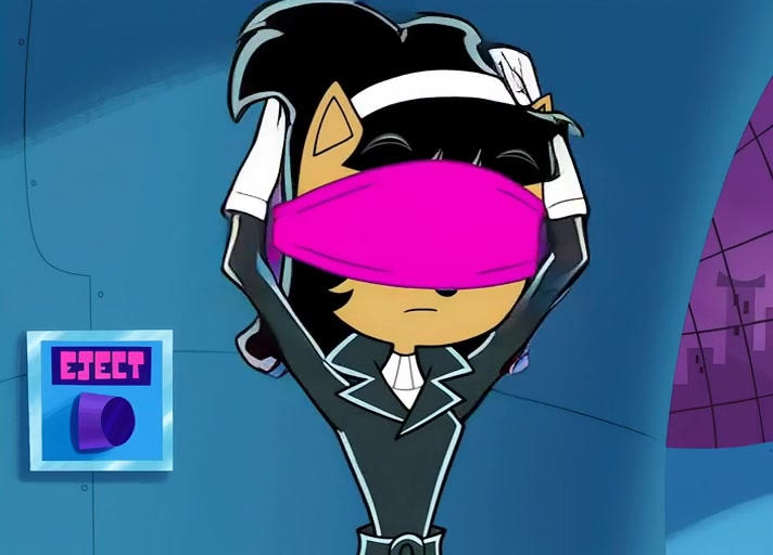 Kitty Katswell blindfolds herself by HeroMan655 on DeviantArt