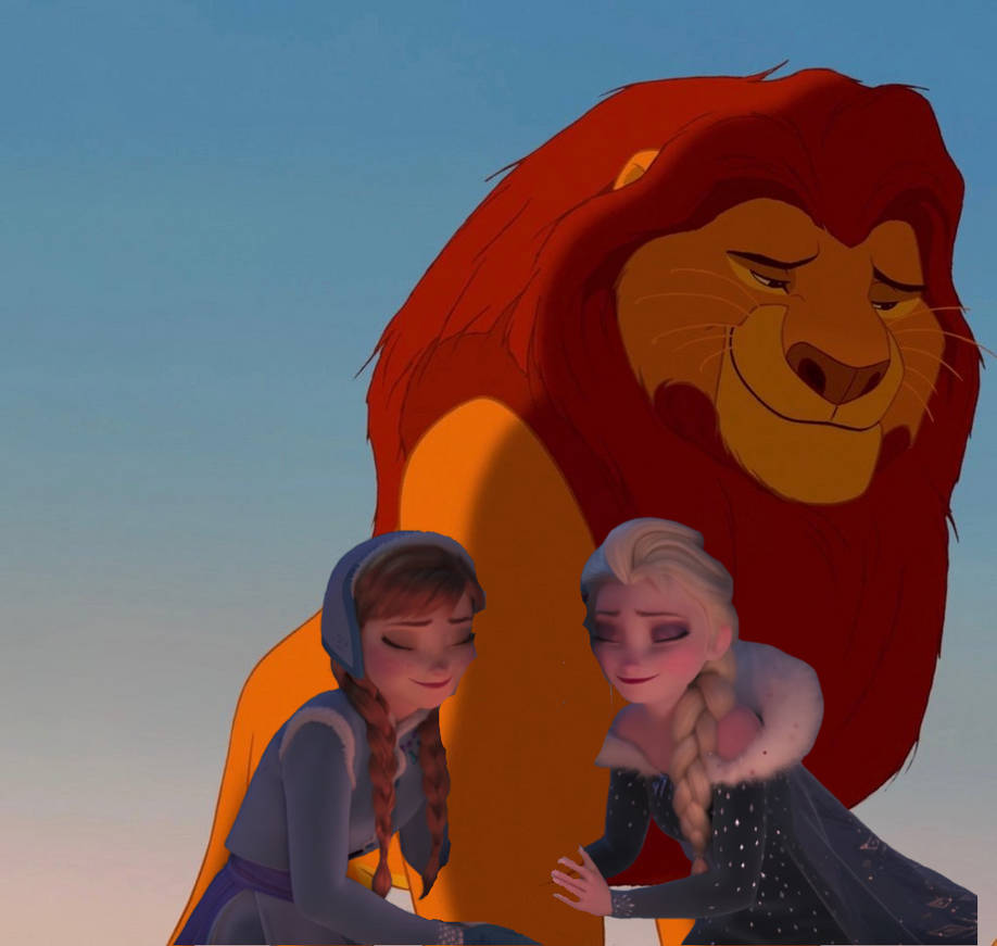 Anna and Elsa Hugging Mufasa by jakeysamra on DeviantArt