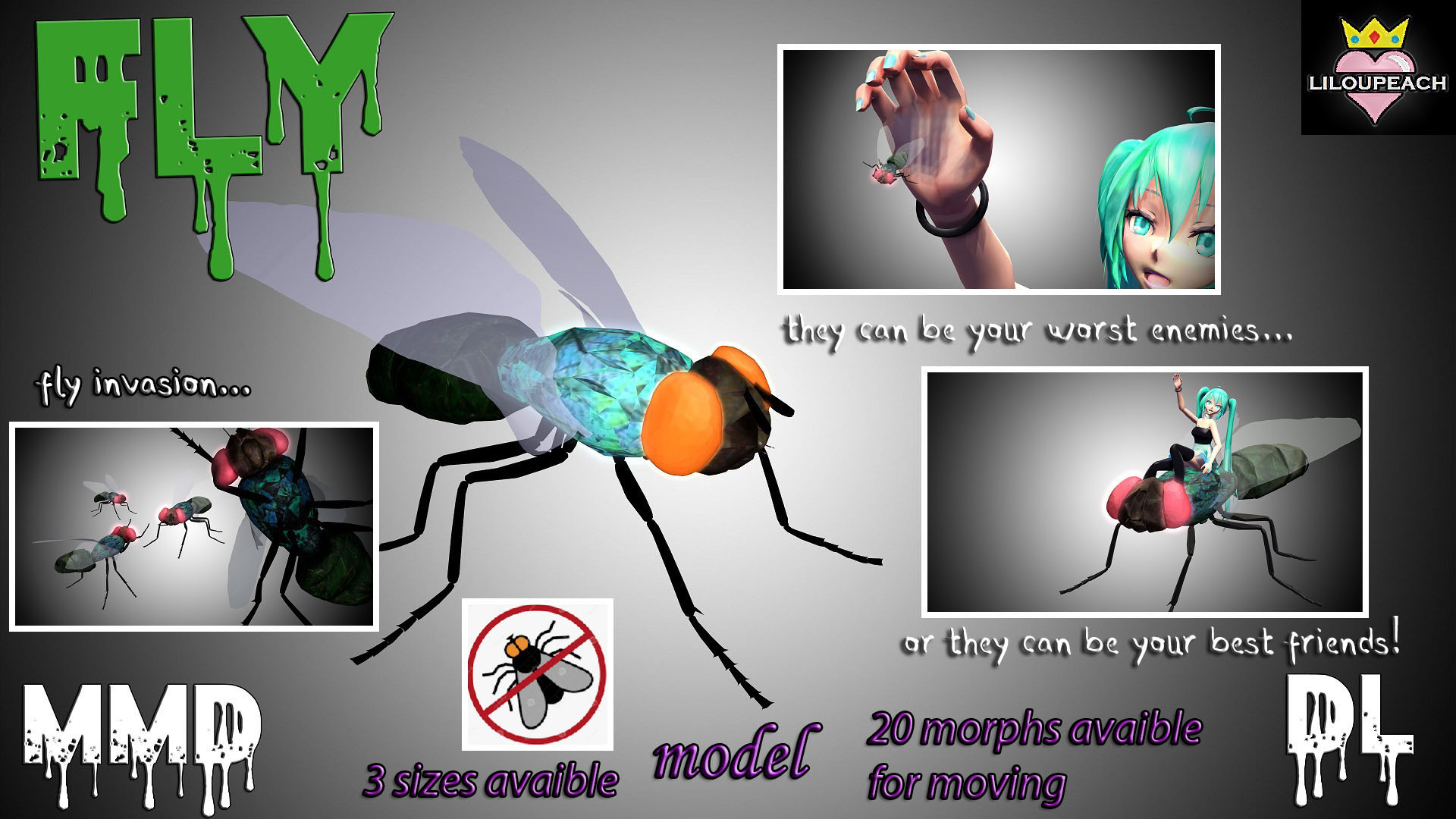 Fly insect MMD DL model by liloupeach on DeviantArt