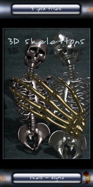 3D rendered skeletons - .psd