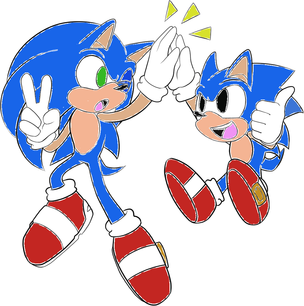 Modern Sonic and Classic Sonic by MegaSpinosaur on DeviantArt