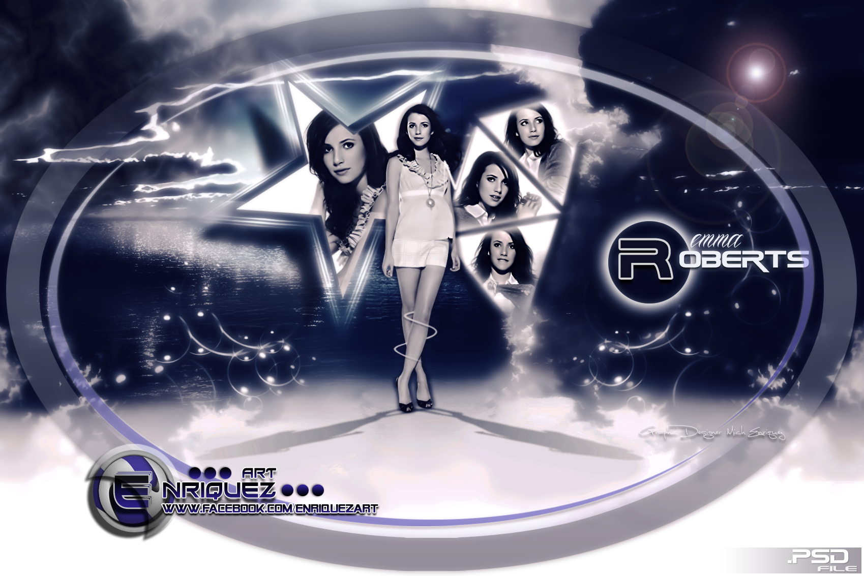 Emma Roberts || Wallpaper PSD PhotoShop by EnriquezArt on DeviantArt