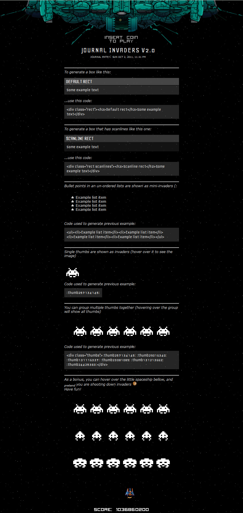 Journal Invaders v2.0