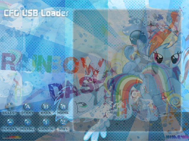 Configurable USB loader: Rainbow Dash Theme