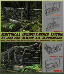 Electric High Security fence-system as .OBJ