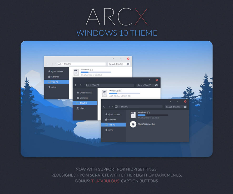 Arc X Windows 10 Theme By Niivu On Deviantart - free roblox themes for windows 10