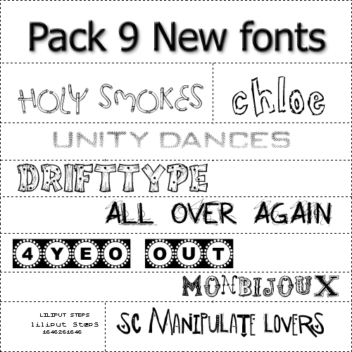 Pack 9 new fonts.