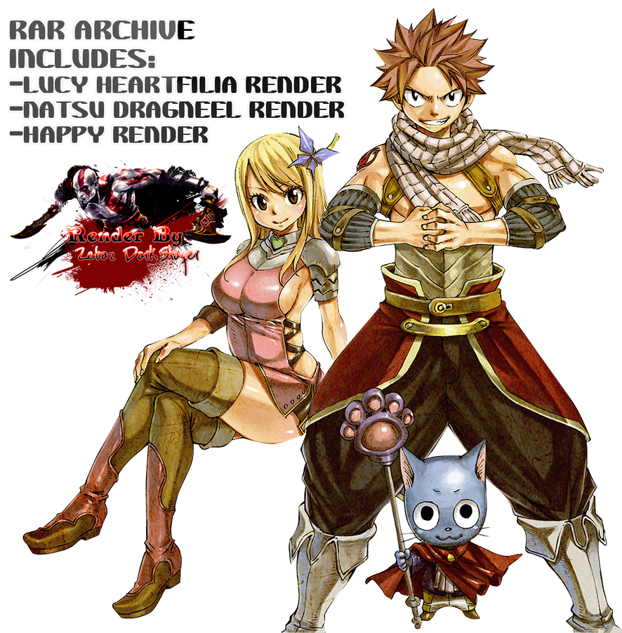 Fairy Tail Renders Natsu Lucy Happy by Zebaz-DarkSlayer on DeviantArt