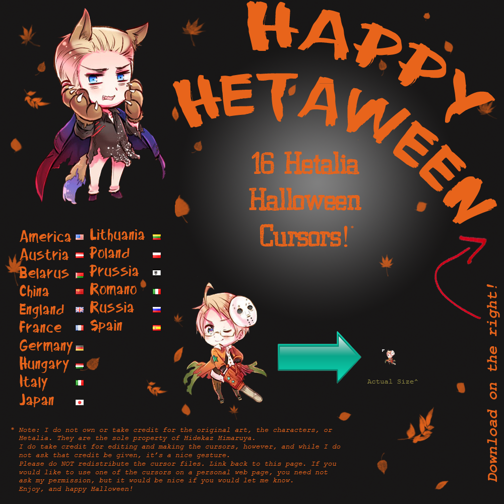 APH 16 Free Hetalia Halloween Cursors