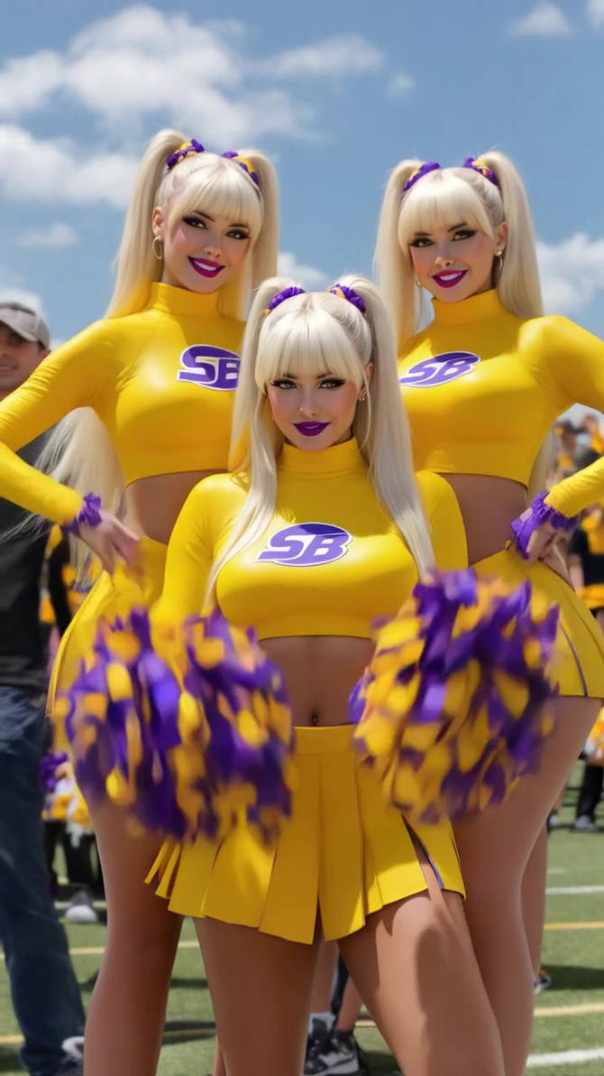 Cheerleaders In Yellow Latex by LatexSpaceBabes on DeviantArt