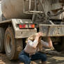 Elly lifts a cement truck