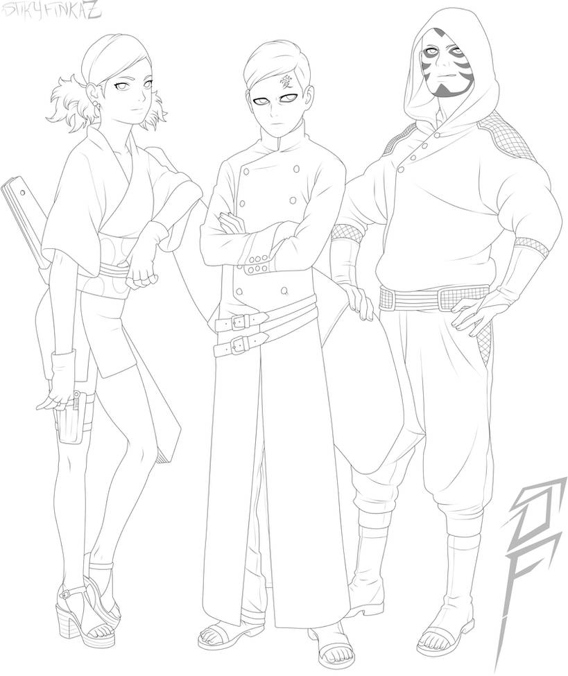 Gaara Kankuro Temari Cover Lineart Psd By Stikyfinkaz 003 On Deviantart