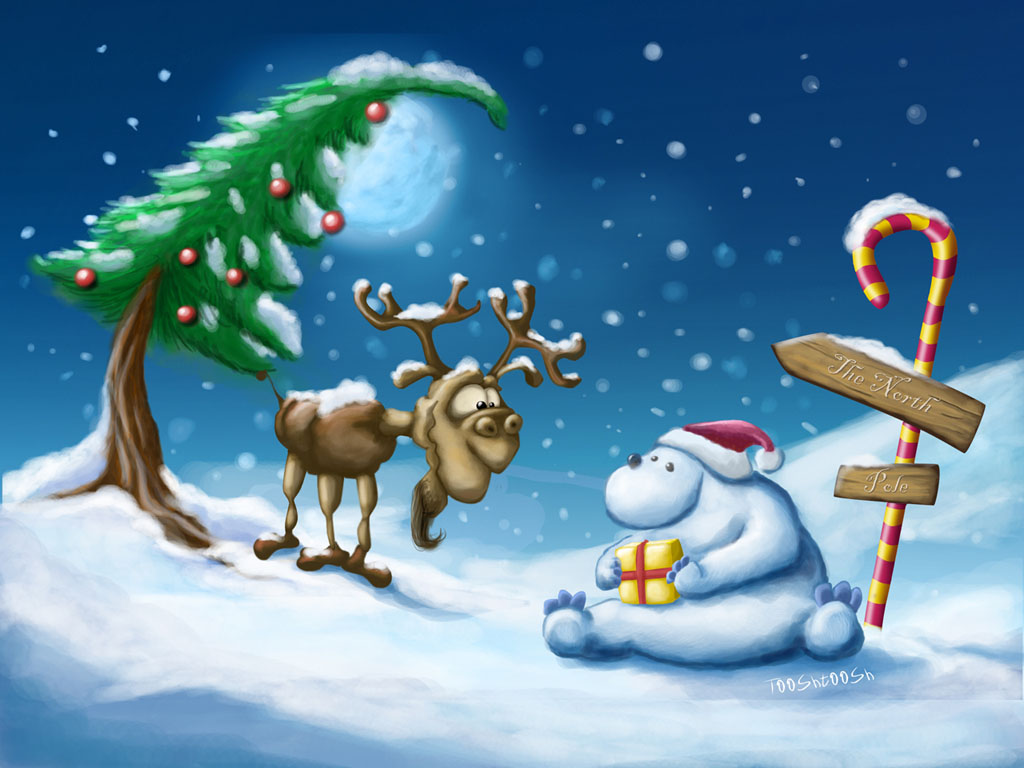 Happy Xmas Polar bear + moose