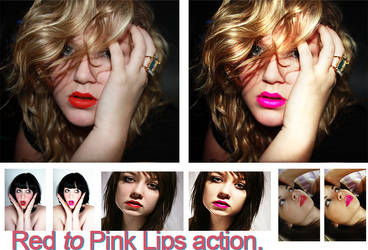 Red to Pink Lips Action
