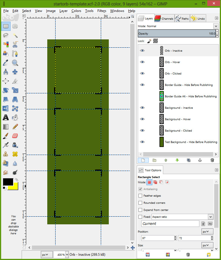 GIMP Start Orb Template