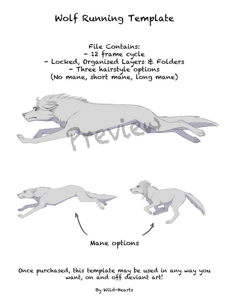 Wolf Run Cycle Animation Template By Wild Hearts On Deviantart
