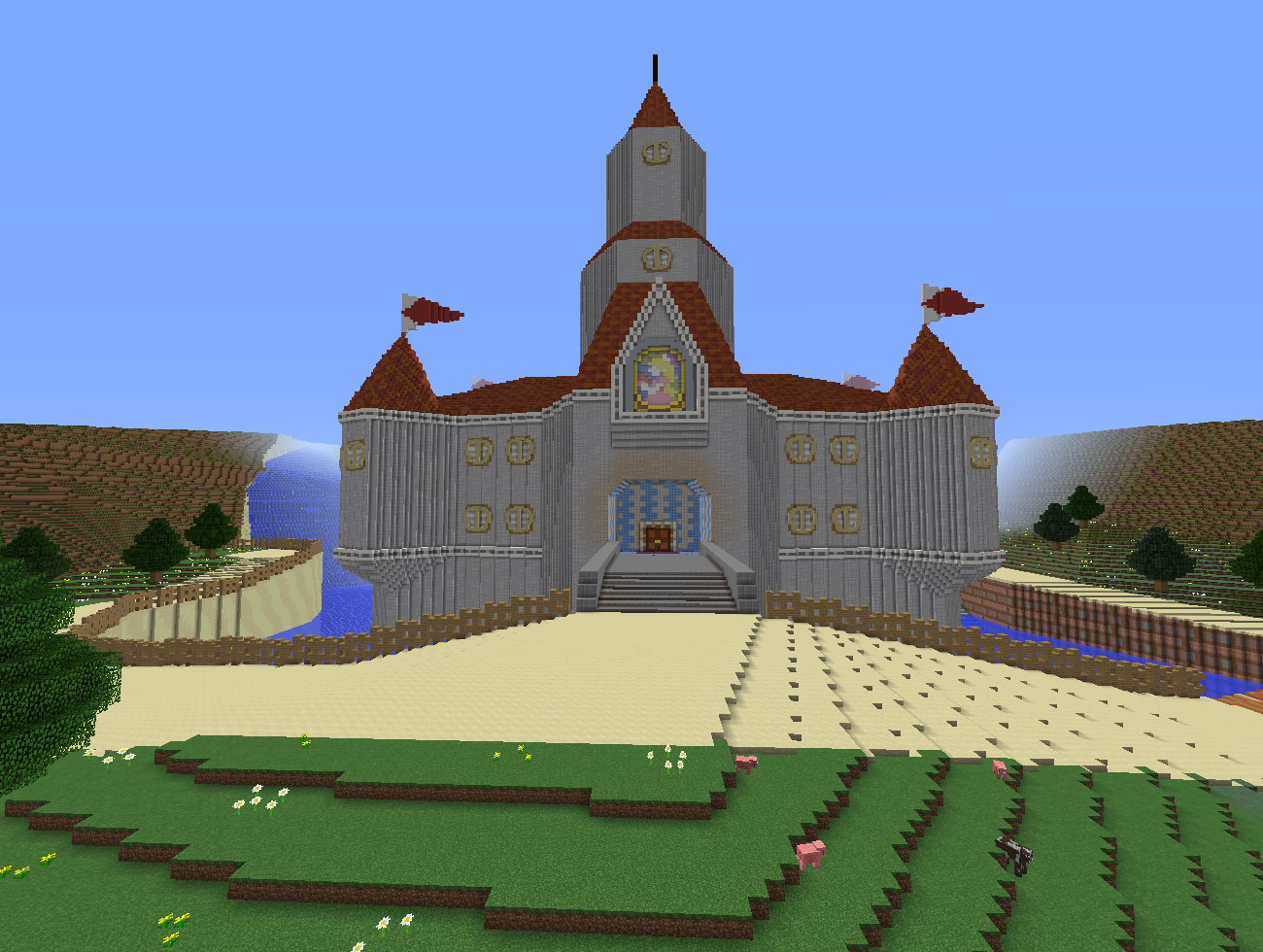 Complete and Accurate Peach's Castle from Mario 64 by SolemnDream on