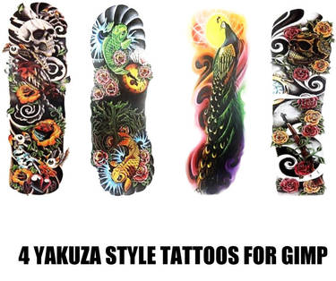 4 Yakuza skull and eyeballs tattoo GIMP BRUSH