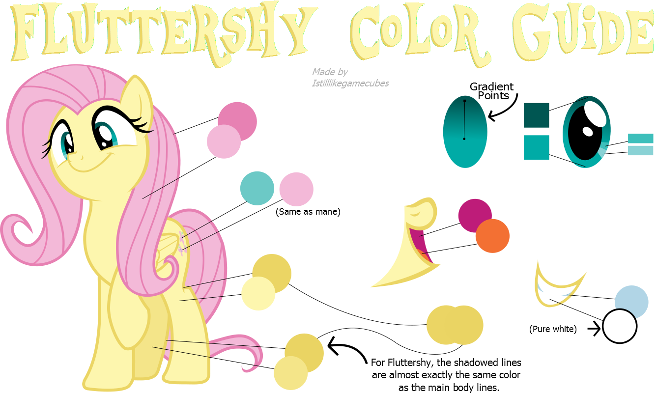 Fluttershy Color Guide (Colors From Hubworld) by Haspet on DeviantArt