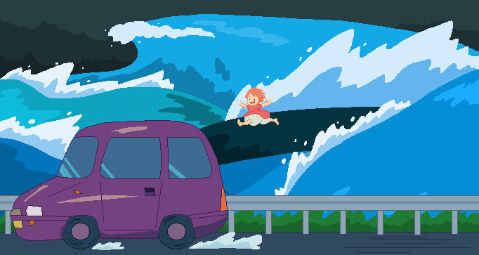 Ponyo Running On Water By Green The Ghost On Deviantart