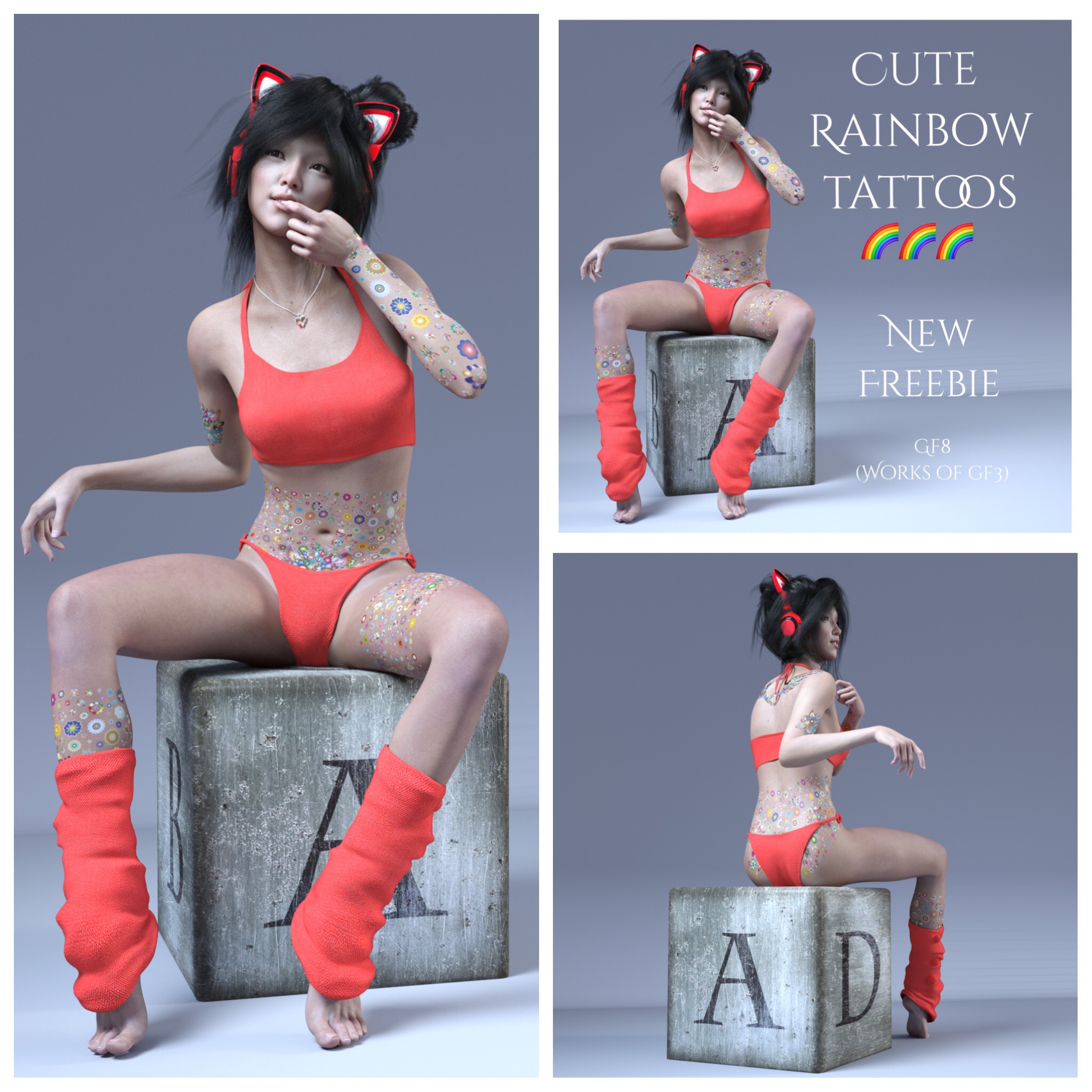 MysticArtDesign Cute Rainbow Tatoos by Mysticartdesign