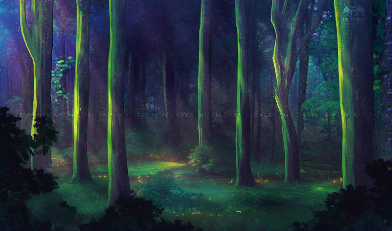 キャンバスドローイング『The forest at night』 Forest at night - Concept art by Ulfeid3 on DeviantArt