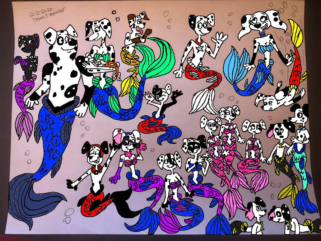 Mer Dalmatian Family V2 (Colored) by dialga2018 on DeviantArt