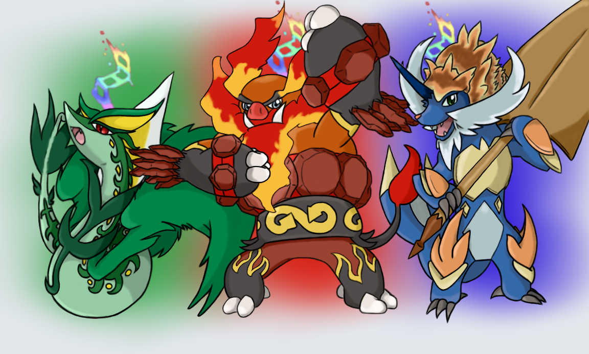 Unova Starter Styles by Tails19950 on DeviantArt