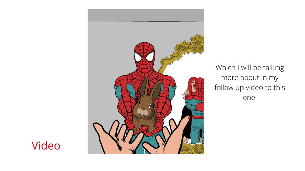 Spiderman holding bunny (explained)