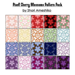 Pixel Cherry Blossom Patterns