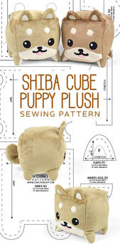 Shiba Cube Plush Sewing Pattern by SewDesuNe