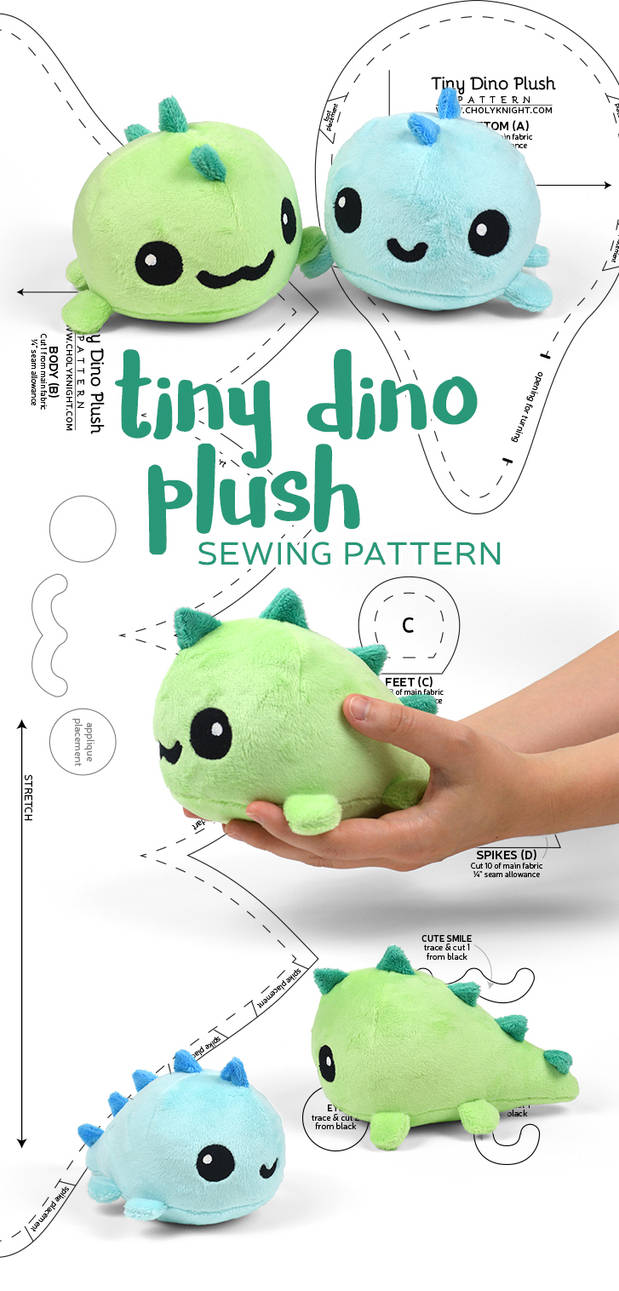 Tiny Dino Plush Sewing Pattern By