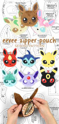 Eevee Evolution Zipper Pouch Sewing Pattern by SewDesuNe