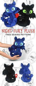 Night Fury Toothless Plush Sewing Pattern by SewDesuNe