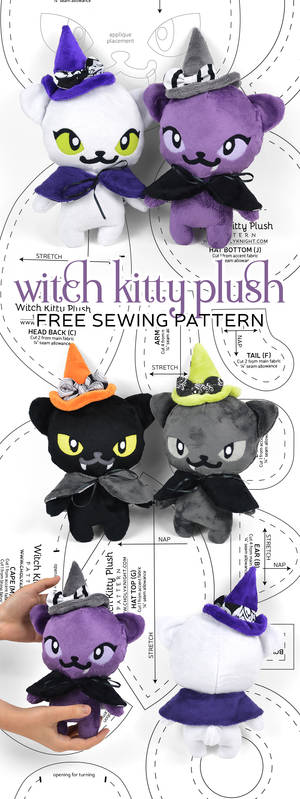 Witch Kitty Plush Sewing Pattern