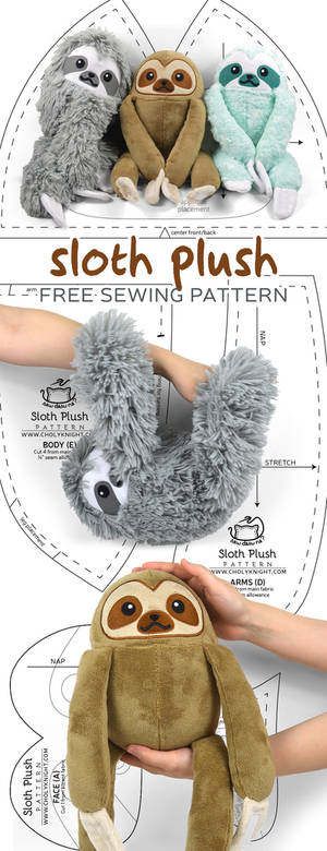 Sloth Plush Sewing Pattern