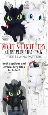 Night and Light Fury Plush Backpack Sewing Pattern