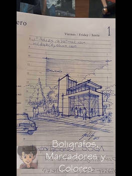 Traditional architectural sketches in a notebook 1