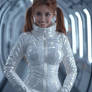 Cute Space Girl In Shiny Spacesuit